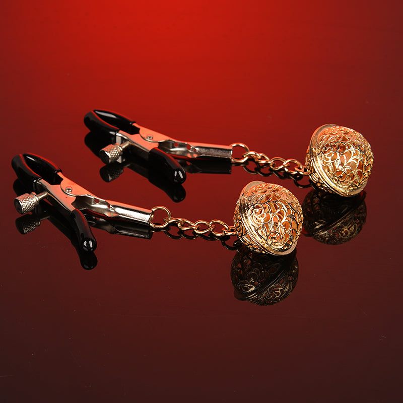 Gold Hollow Bell Nipple Clamps – Elegant Adjustable Sensory Jewelry