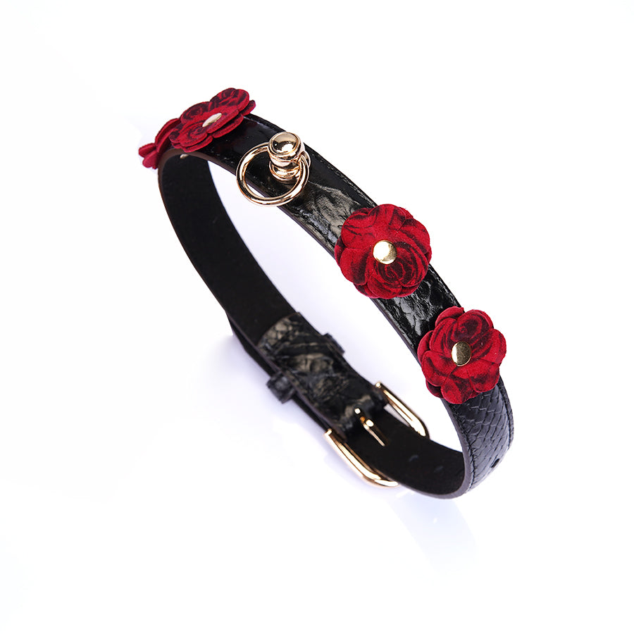 Black Fine Pattern Plum Collar – 2cm Elegant Adjustable Choker