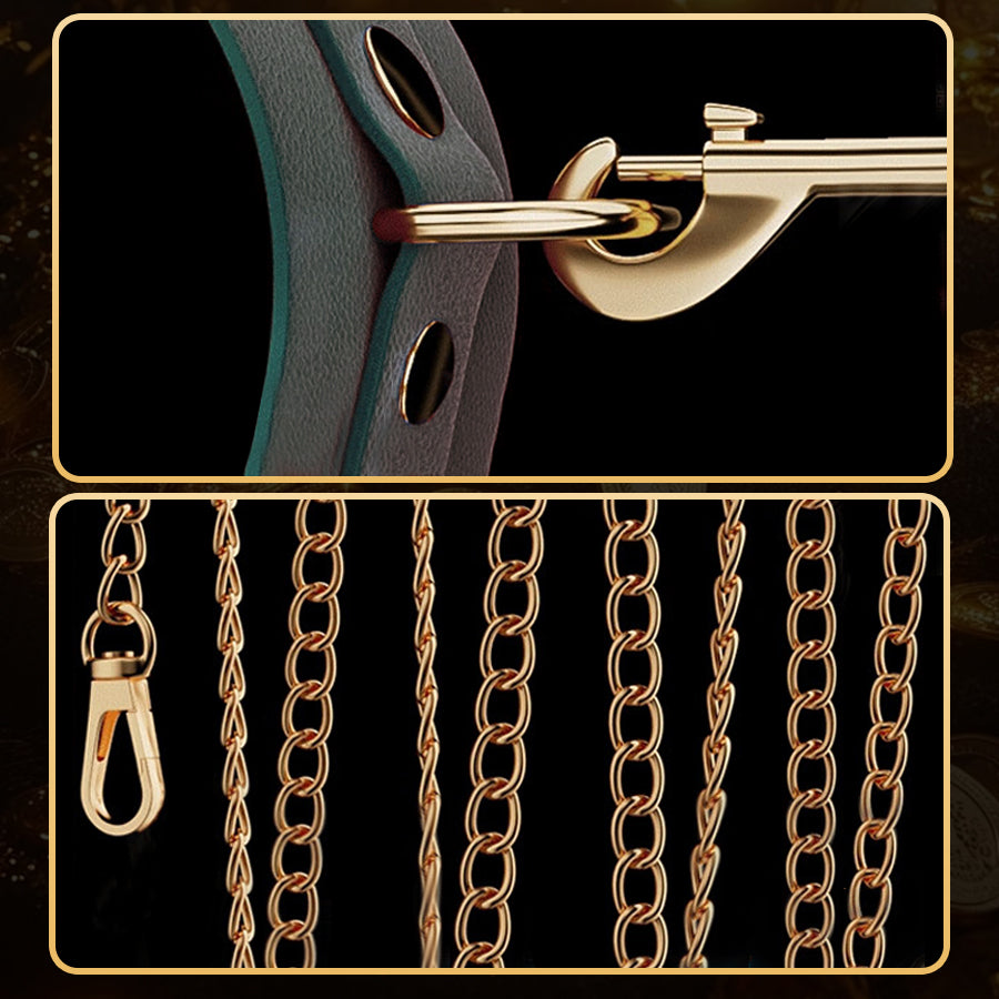 Dark Green Genuine Leather SM Flirting 8-Piece Set – Elegant Bondage Kit for Sophisticated Lovers