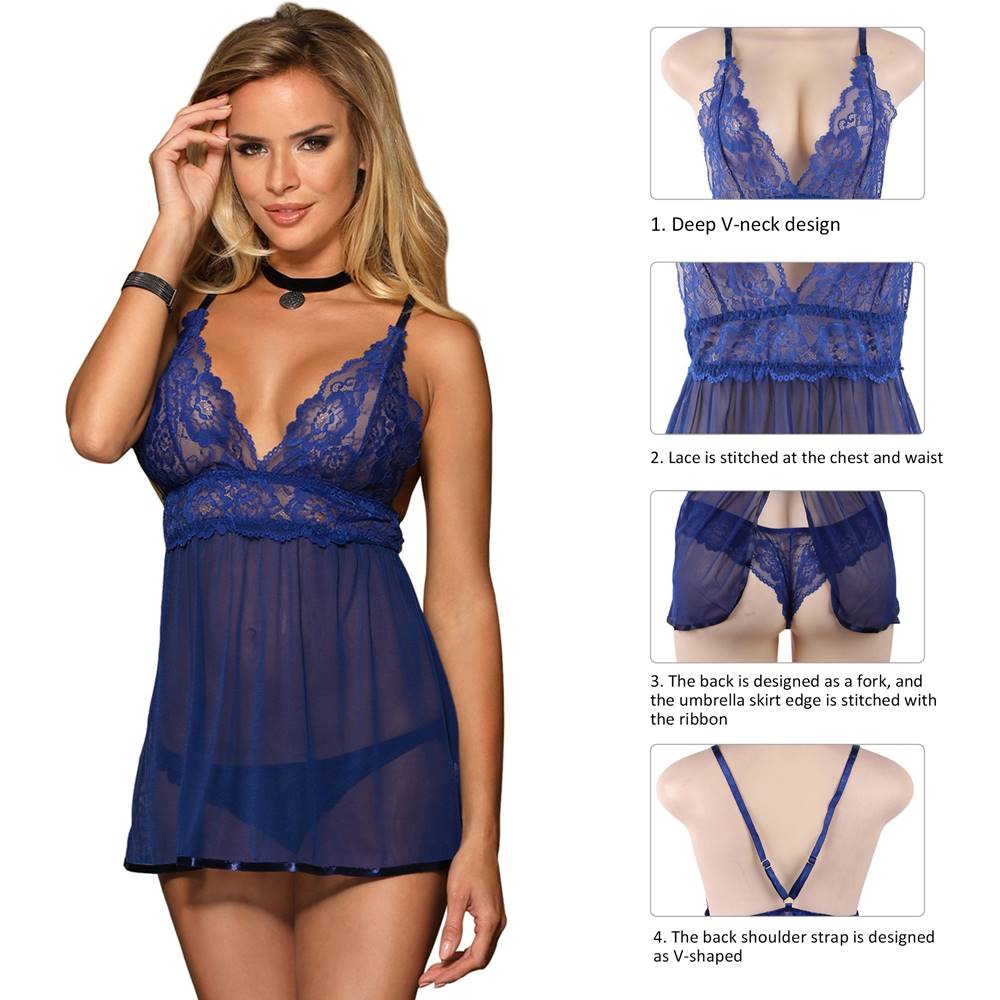 Midnight Lace Envy Nightdress Set