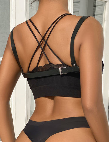 Silver Halo Chain Harness Bra