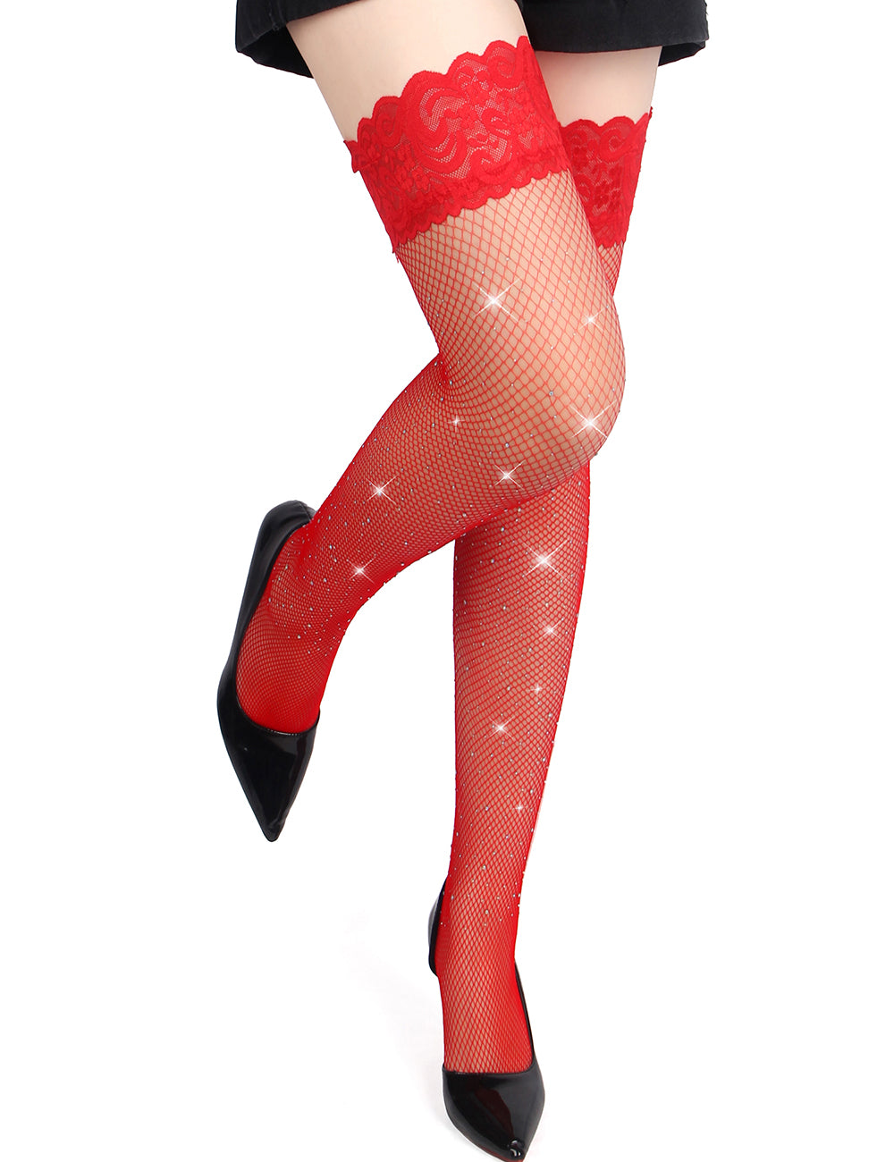 Midnight Lace-Edge Stockings