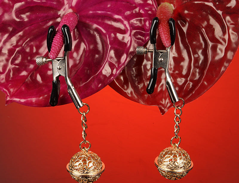Gold Hollow Bell Nipple Clamps – Elegant Adjustable Sensory Jewelry
