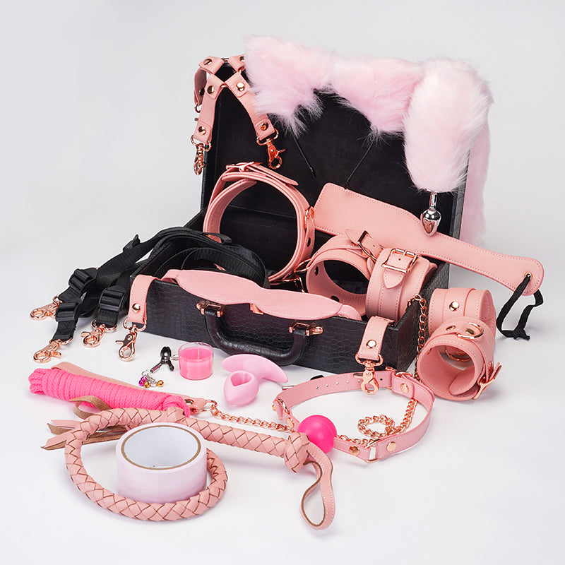 Pink Supreme Leather 16-Piece Set – Ultimate Luxury BDSM Kit for Advanced Players