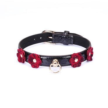 Black Fine Pattern Plum Collar – 2cm Elegant Adjustable Choker