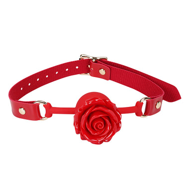 Rose Gag – Elegant Red Silicone Mouth Plug for Couples & Roleplay