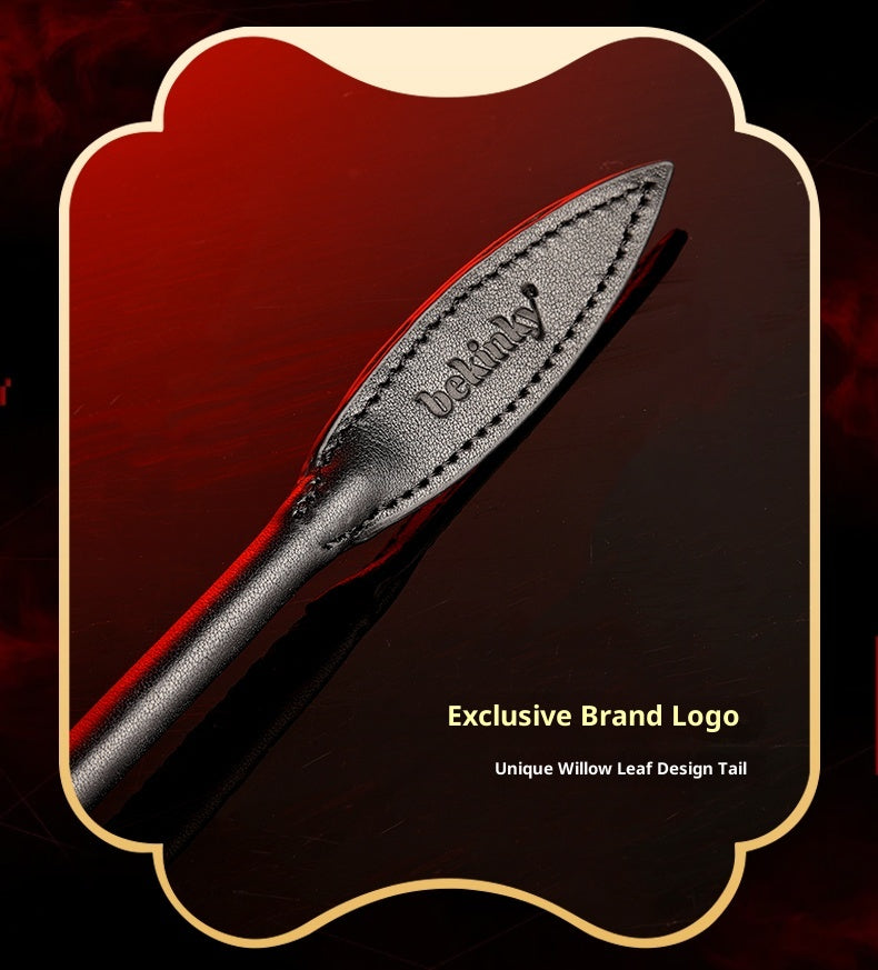 Black Genuine Leather Whip – Luxury SM Tool for Sensual Play