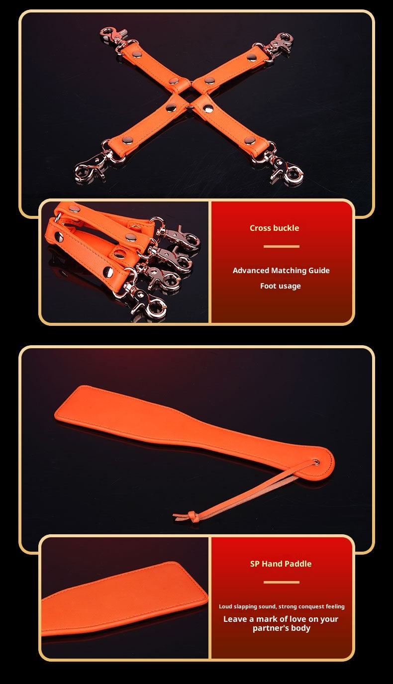 Orange Genuine Leather SM Style 8-Piece Set – Luxury Bondage Kit for Passionate Couples