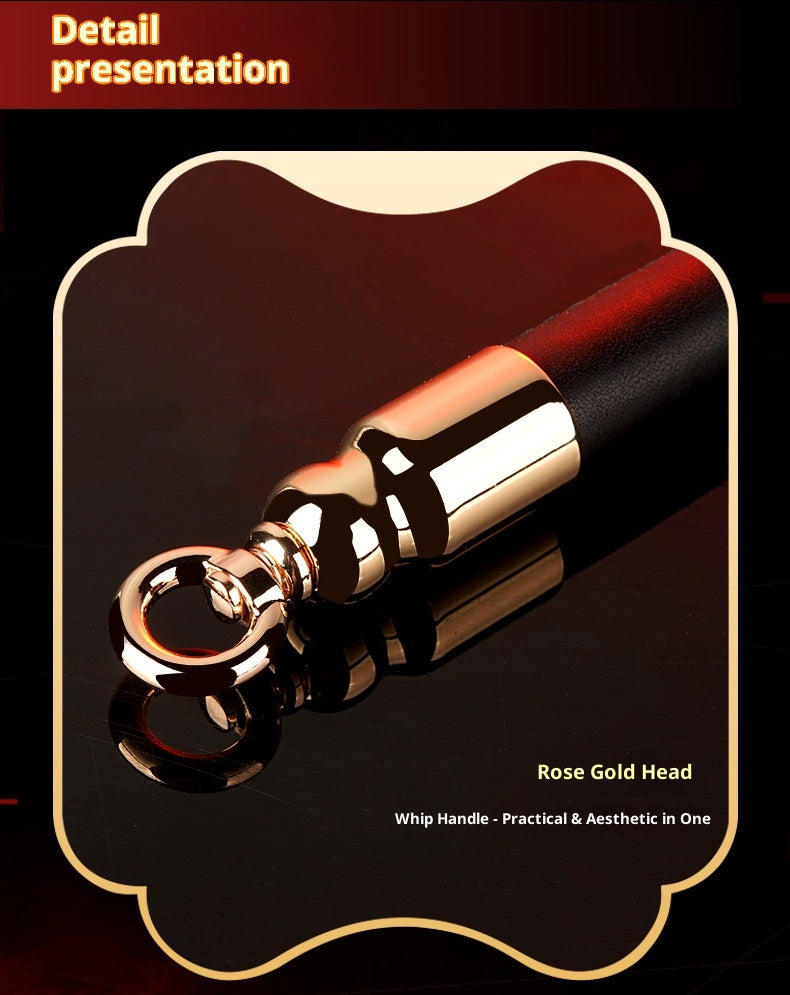 Black Genuine Leather Whip – Luxury SM Tool for Sensual Play