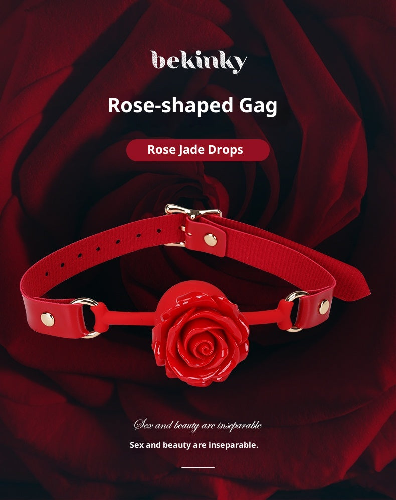 Rose Gag – Elegant Red Silicone Mouth Plug for Couples & Roleplay