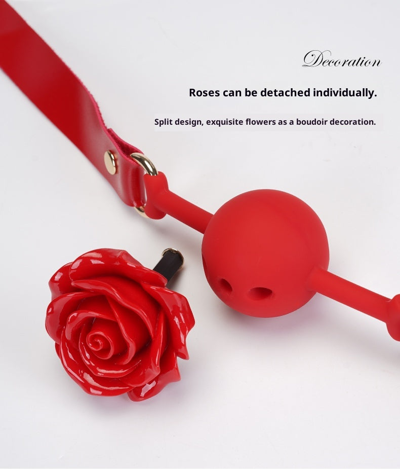 Rose Gag – Elegant Red Silicone Mouth Plug for Couples & Roleplay