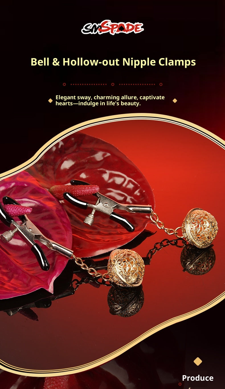 Gold Hollow Bell Nipple Clamps – Elegant Adjustable Sensory Jewelry