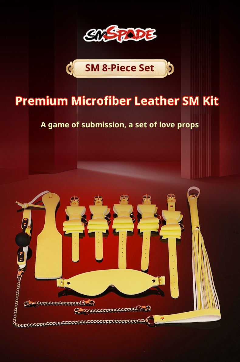 Yellow Superfiber Leather SM 8-Piece Set – Premium Bondage Kit for Couples