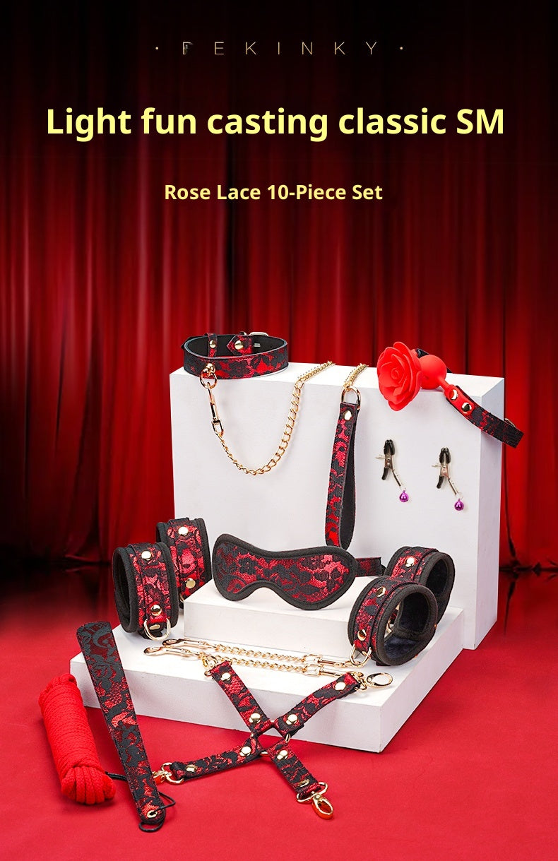 Red Lace 10-Piece Set – Elegant Bondage Kit for Passionate Couples