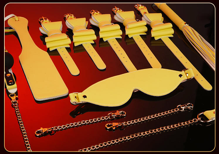 Yellow Superfiber Leather SM 8-Piece Set – Premium Bondage Kit for Couples