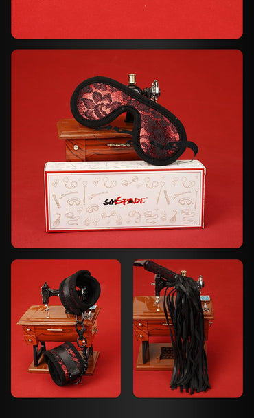 SM Intimacy Red Lace Three Piece Set – Elegant Lace Bondage Kit for Couples